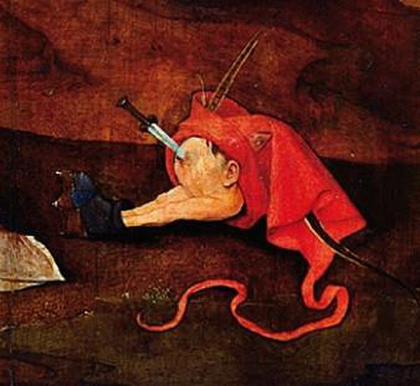 Painting Statue Fat Belly with Dagger by Hieronymus Bosch Museum